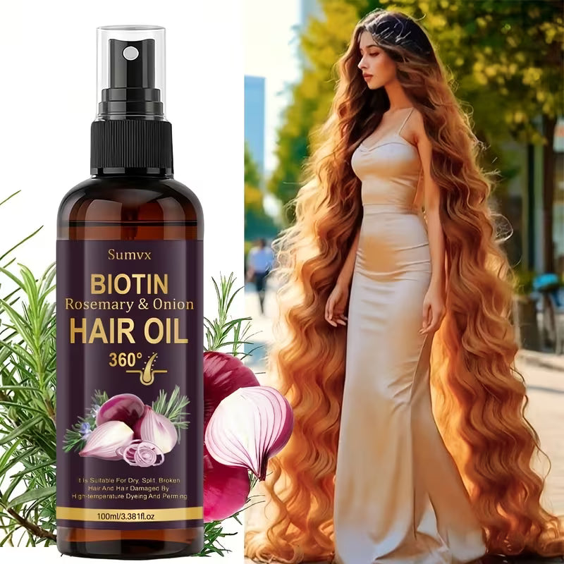 100ml strengthening hair serum spray with biotin rosemary onion oil for damaged hair breakage frizz scalp hair types hair care serum detangle spray hair detangling spray leave in hair conditioner 5