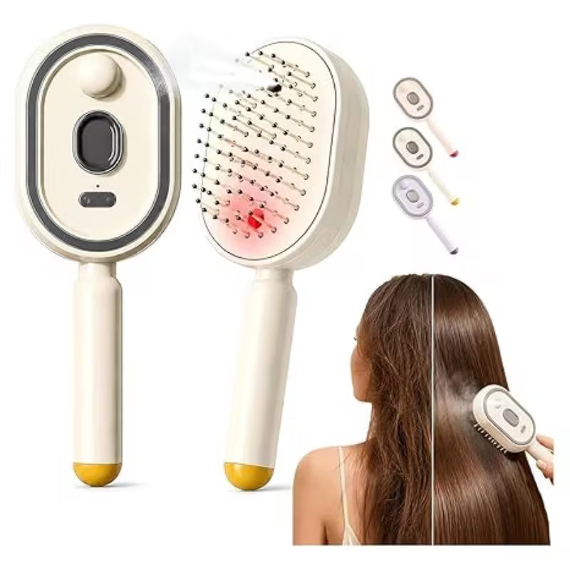portable nano spray electric massage comb with one click retractable teeth for easy hair removal cushion round tooth scalp massager usb rechargeable hydrating and detangling styling comb suitable for home and   pink 3