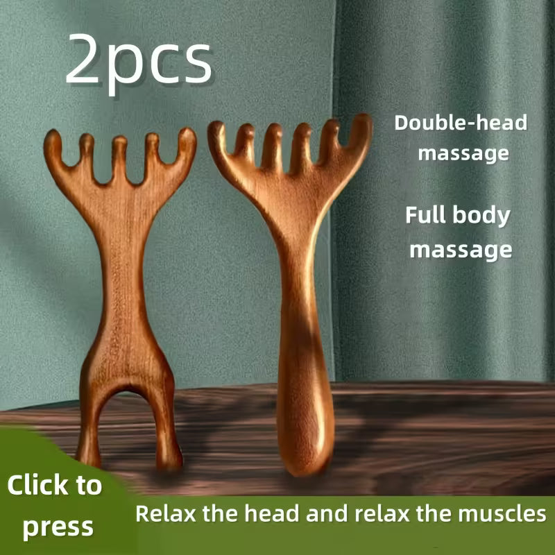 2pcs 3pcs resin scalp massage comb set double headed resin head massager natural horn gua sha board relaxes scalp muscles suitable for facial neck and full body acupressure massage tools 0