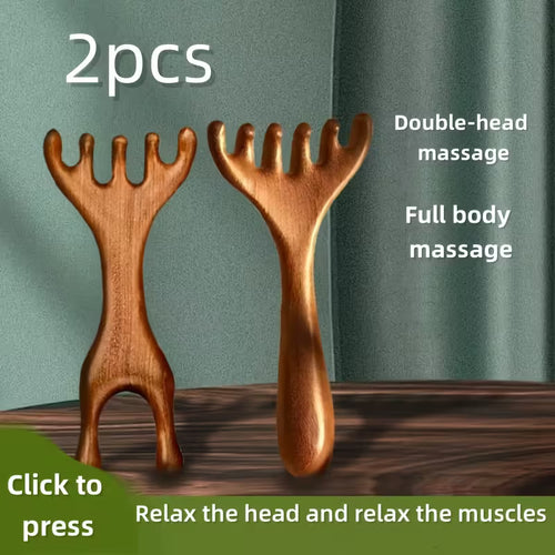 2pcs 3pcs resin scalp massage comb set double headed resin head massager natural horn gua sha board relaxes scalp muscles suitable for facial neck and full body acupressure massage tools 0
