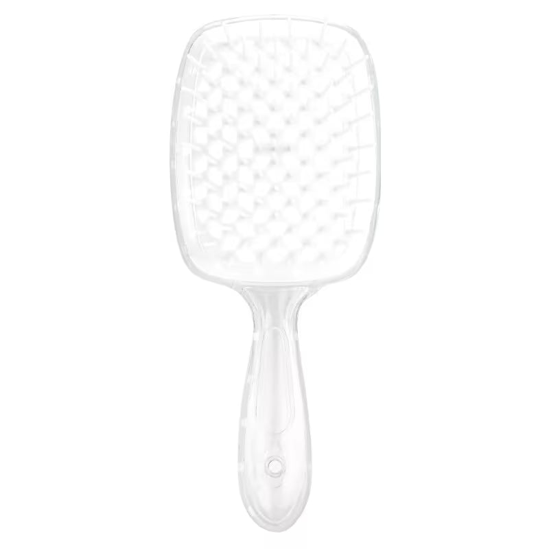hollow mesh comb for wet and dry use scalp massaging hair   hairdressing tool head massager comb transparent handle white 14