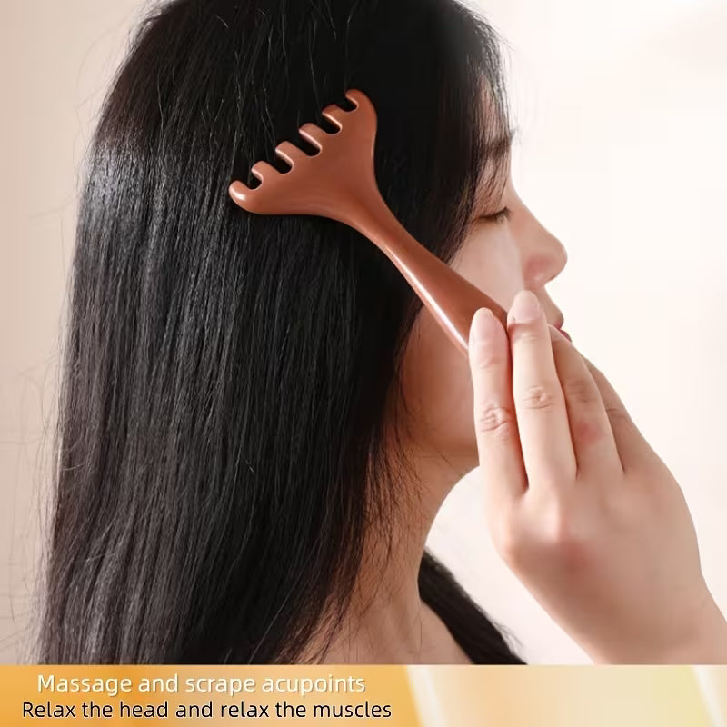 2pcs 3pcs resin scalp massage comb set double headed resin head massager natural horn gua sha board relaxes scalp muscles suitable for facial neck and full body acupressure massage tools 3