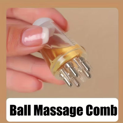 1pc portable handheld essential oil roller massage comb small stainless steel brush with abs plastic handle   grey suitable for normal hair types 9