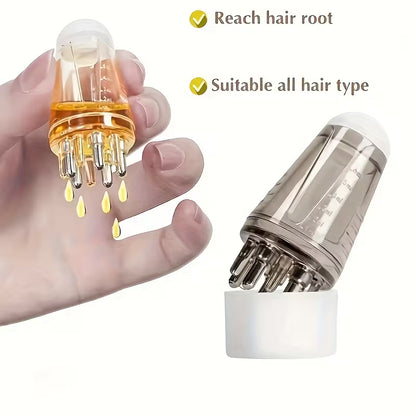 1pc portable handheld essential oil roller massage comb small stainless steel brush with abs plastic handle   grey suitable for normal hair types 4