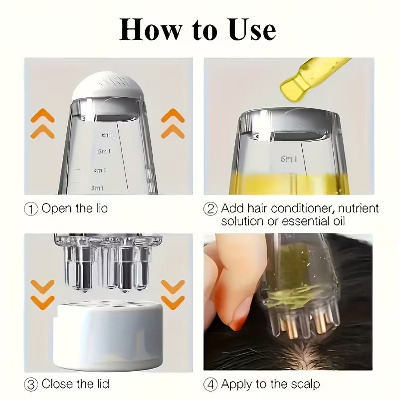 1pc portable handheld essential oil roller massage comb small stainless steel brush with abs plastic handle   grey suitable for normal hair types 6