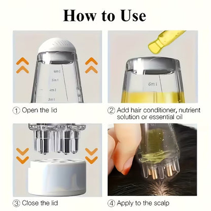 1pc portable handheld essential oil roller massage comb small stainless steel brush with abs plastic handle   grey suitable for normal hair types 6