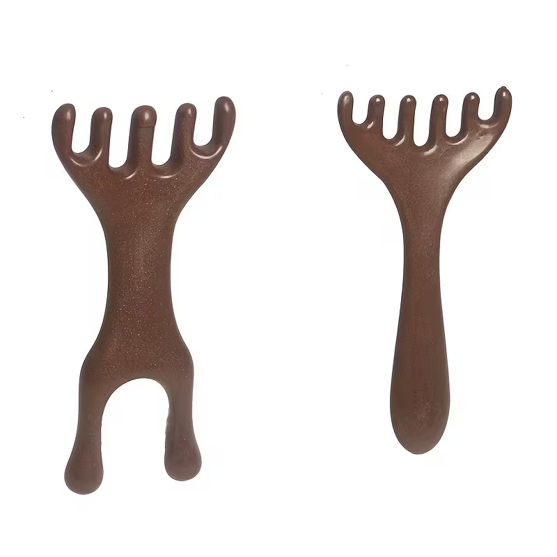 2pcs 3pcs resin scalp massage comb set double headed resin head massager natural horn gua sha board relaxes scalp muscles suitable for facial neck and full body acupressure massage tools 2pcs -1