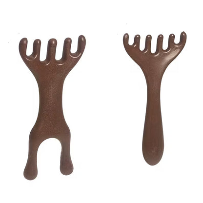 2pcs 3pcs resin scalp massage comb set double headed resin head massager natural horn gua sha board relaxes scalp muscles suitable for facial neck and full body acupressure massage tools 2pcs -1