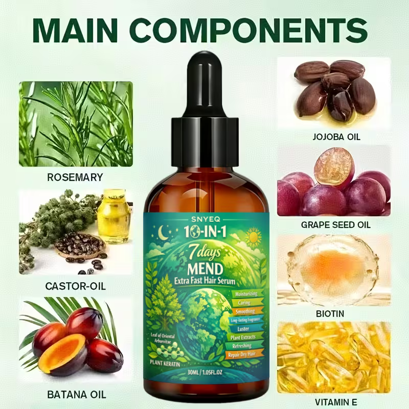 7 days extreme fast hair serum with rosemary biotin   for hair strengthen   scalp   dry damage works on all hair types winter care holiday gift 5