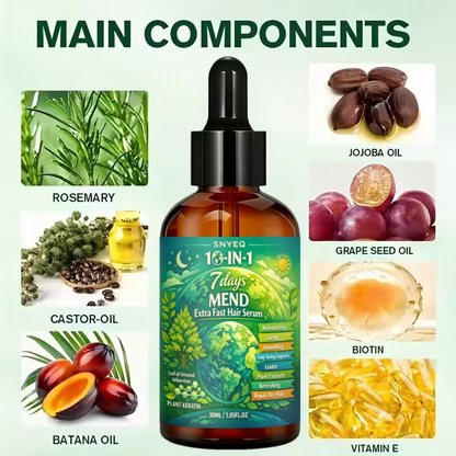 7 days extreme fast hair serum with rosemary biotin   for hair strengthen   scalp   dry damage works on all hair types winter care holiday gift 5
