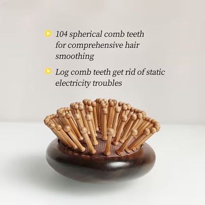 1 2pcs hand carved wooden cushion comb with bamboo teeth oval scalp massage brush suitable for all hair types wooden   brush Product details 7