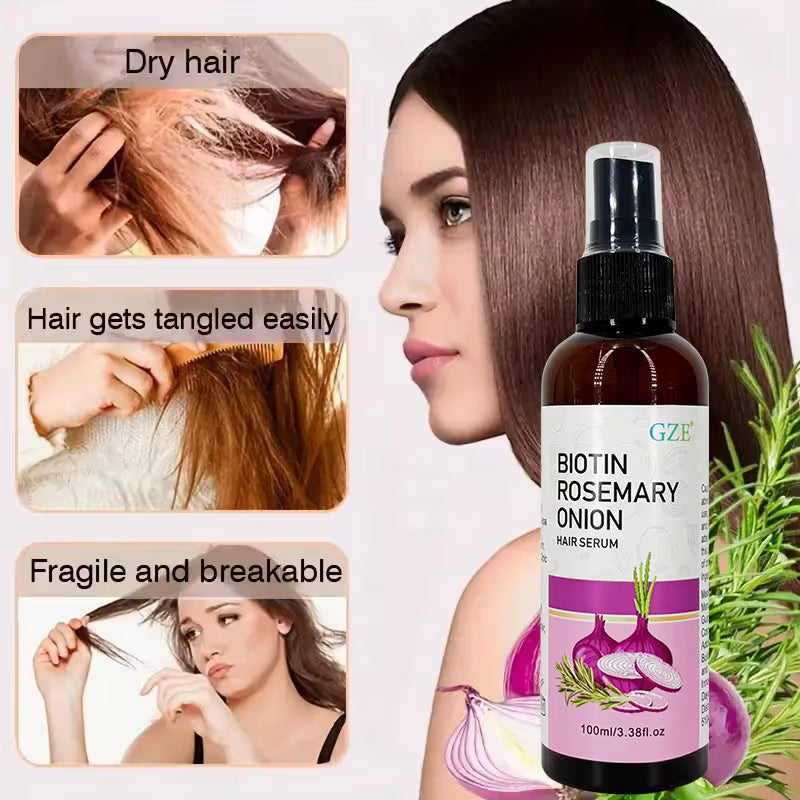 gze strengthening hair serum spray with biotin rosemary and onion oil for damaged   hair breakage and frizz     and scalp   hair types 4