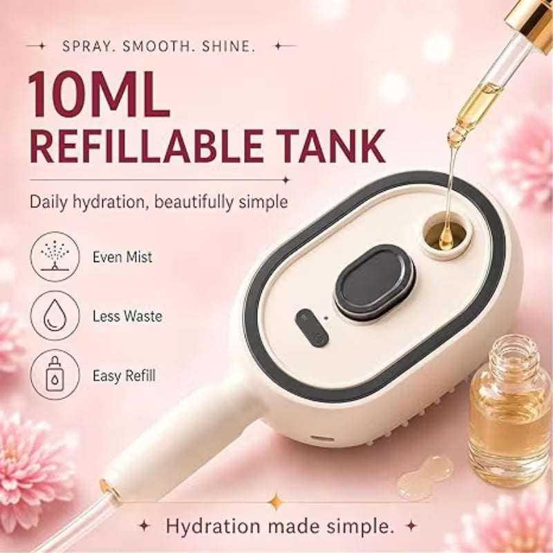 portable nano spray electric massage comb with one click retractable teeth for easy hair removal cushion round tooth scalp massager usb rechargeable hydrating and detangling styling comb suitable for home and   pink 2