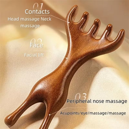2pcs 3pcs resin scalp massage comb set double headed resin head massager natural horn gua sha board relaxes scalp muscles suitable for facial neck and full body acupressure massage tools 7