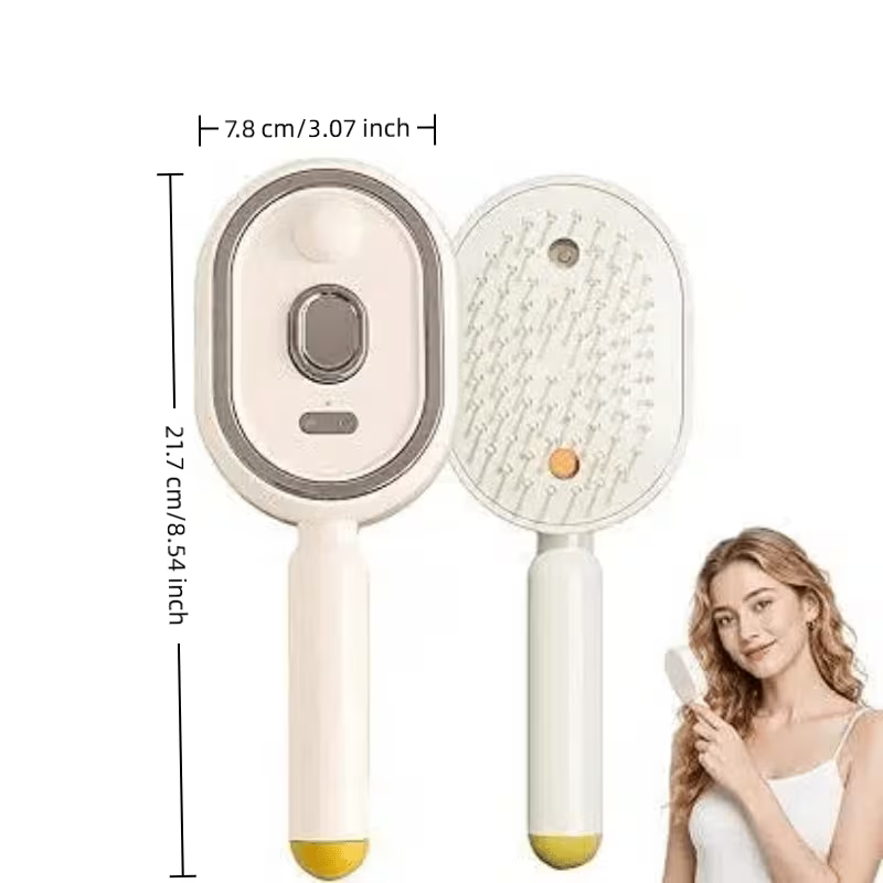 portable nano spray electric massage comb with one click retractable teeth for easy hair removal cushion round tooth scalp massager usb rechargeable hydrating and detangling styling comb suitable for home and   pink 1